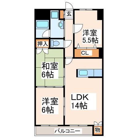 東部市民センター前 徒歩1分 3階の物件間取画像